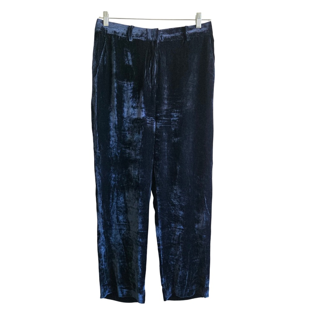 Sies Marjan 8 Sonya Liquid Velvet Corduroy Pant Women Navy Blue Cinch Back Italy